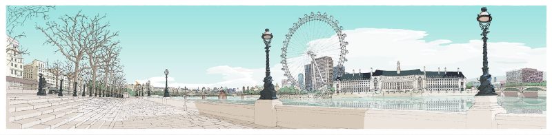 London Thames by Westminster Bridge Reflections Panorama By Alej ez
