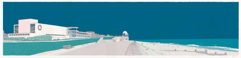 De La Warr Pavilion Bexhill on Sea Panorama Ocean Blue By Alej ez