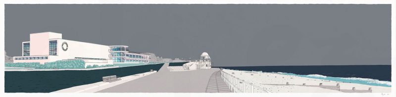 De La Warr Pavilion Bexhill on Sea Panorama Silver Grey By Alej ez