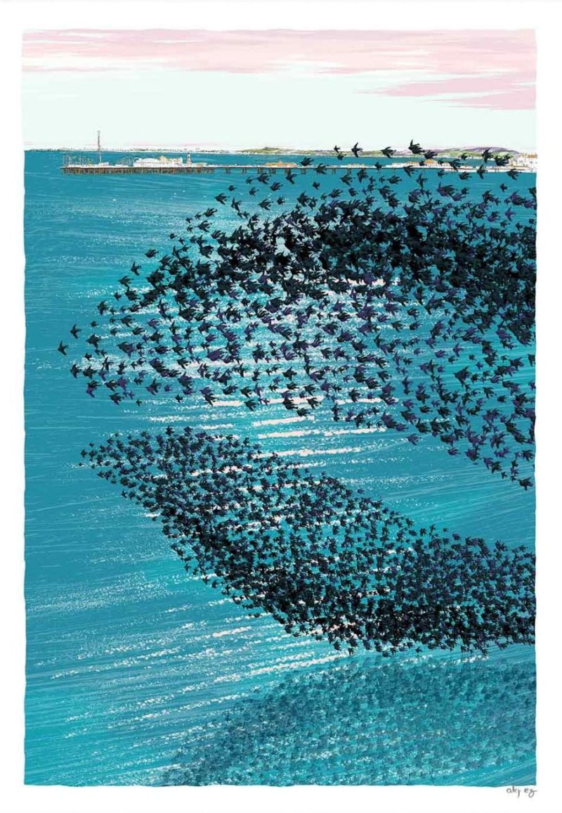 Starlings Kemptown Brighton Seafront Ocean Blue by Alej ez