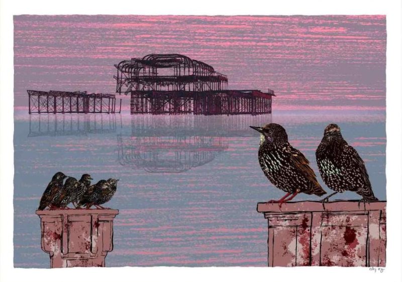 Golden Spiral Starlings West Pier, Brighton by Alej ez