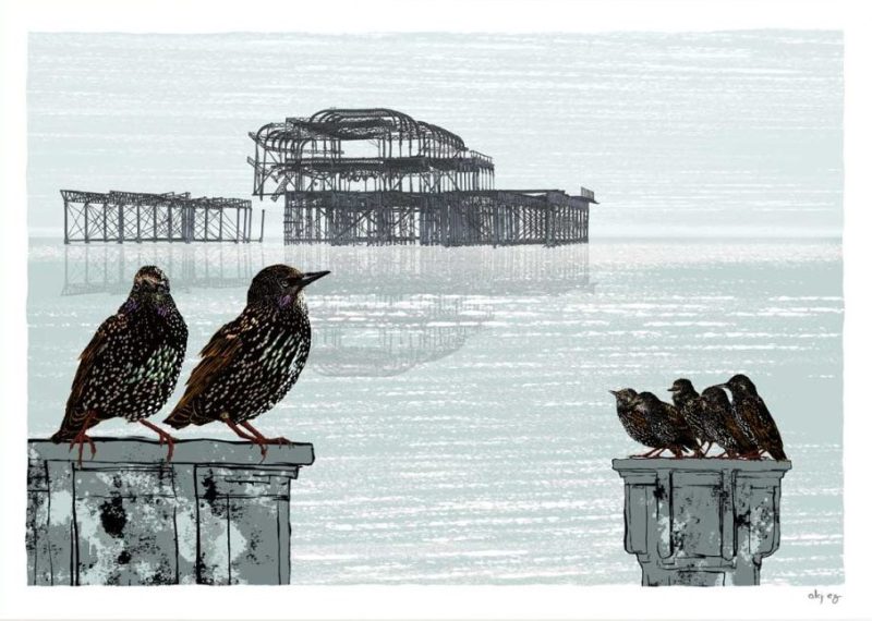 Golden Spiral Starlings, West beach by Alej ez
