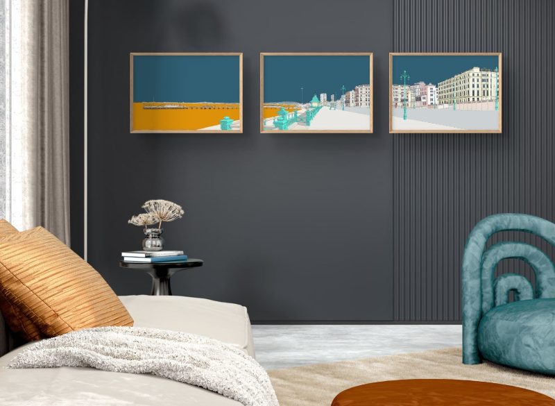 Brighton Kemptown to Hove seafront triptych panoramic image (A2 prints only) By Alej ez - Image 3