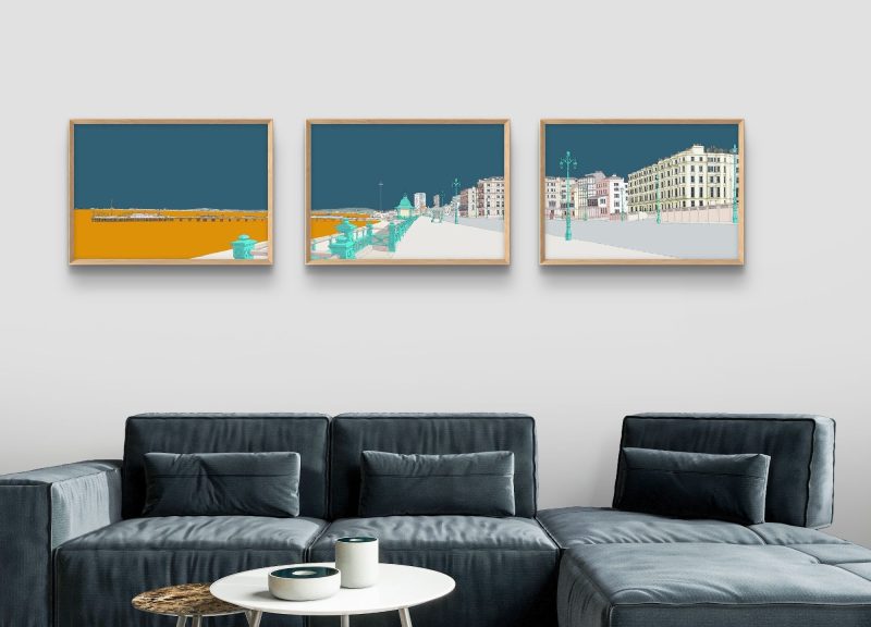 Brighton Kemptown to Hove seafront triptych panoramic image (A2 prints only) By Alej ez - Image 2