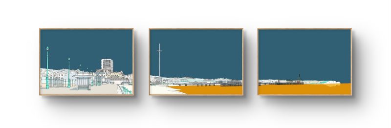 Hove to Brighton seafront triptych panoramic image (A2 prints only) By Alej ez