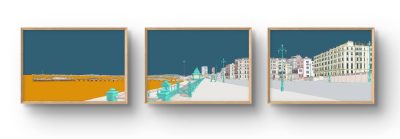 Brighton Kemptown to Hove seafront triptych panoramic image (A2 prints only) By Alej ez