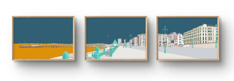Brighton Kemptown to Hove seafront triptych panoramic image (A2 prints only) By Alej ez