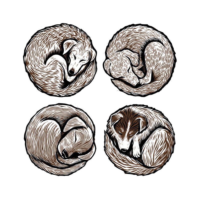 Multi Cute Dog Circles by J David Bennett