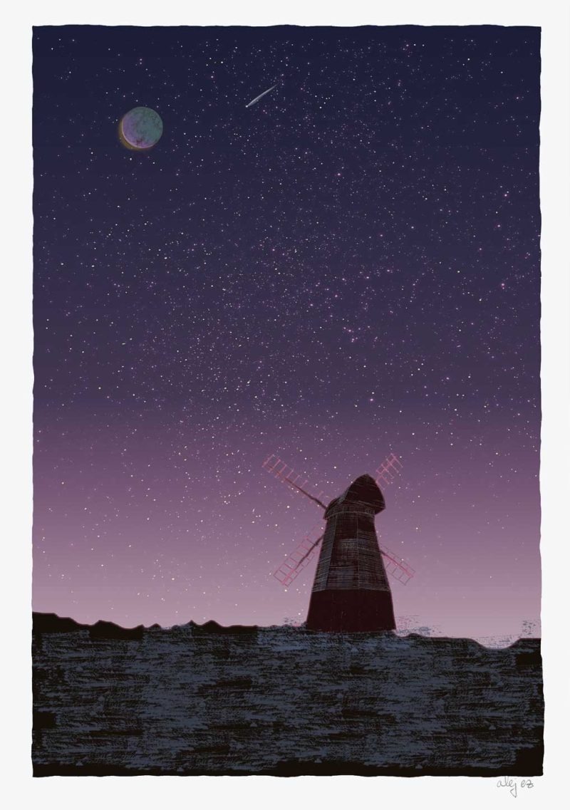 A Starry Night at Rottingdean Beacon Mill Sussex By Alej ez
