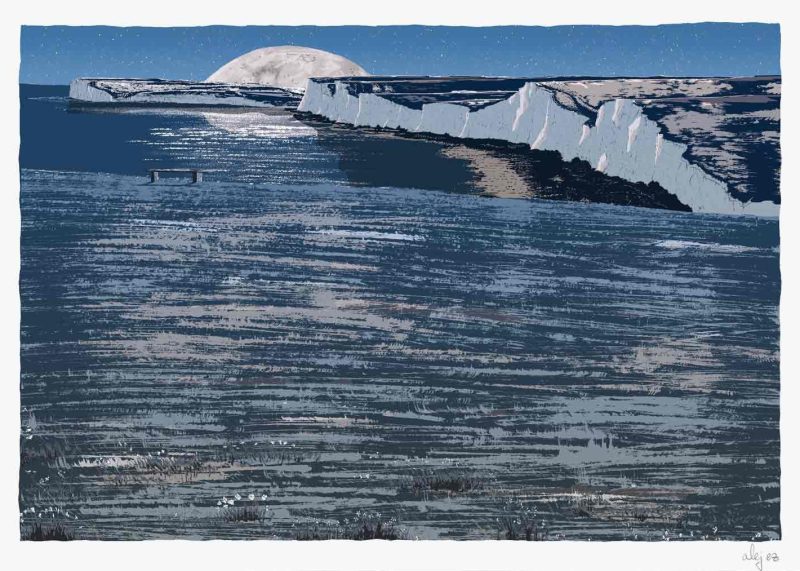 The Moon & Seven Sisters from Birling Gap Sussex By Alej ez
