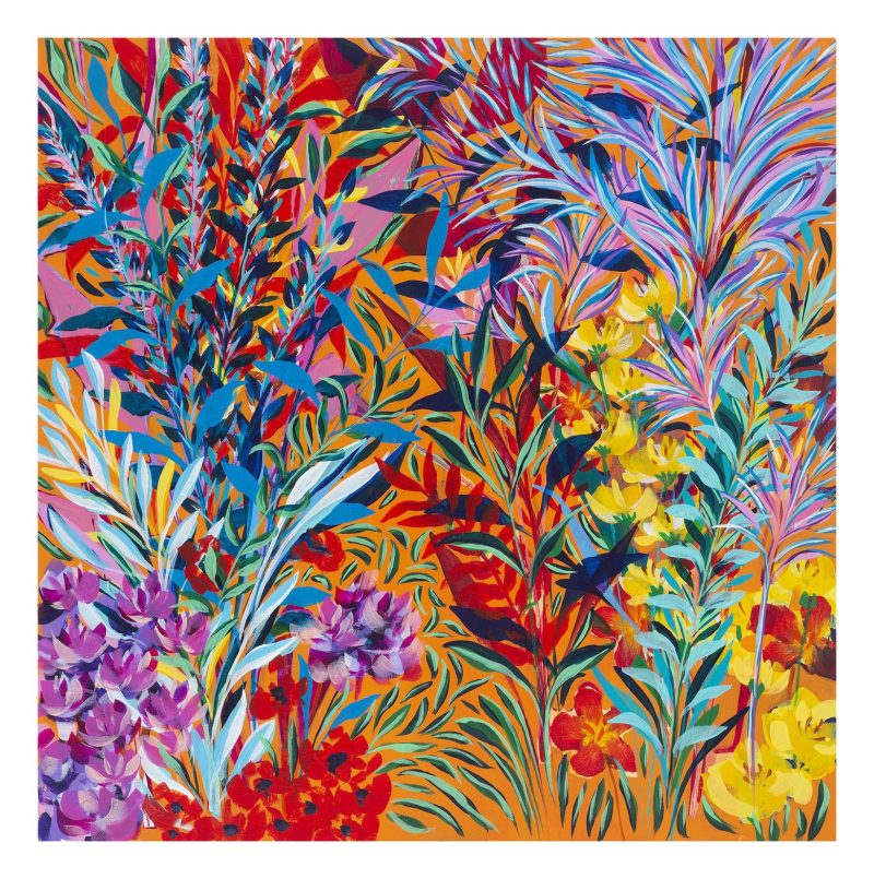a colorful painting of flowers